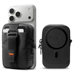 [Spigen] MagSafe ミニポーチ カード20枚 名刺 鍵 小物 収納 長さ調整可能なストラップ 快適な持ち運び MagSafeカードホルダー ティンタップ・ジップ・マグフィット AFA10226 (ブラック)　美品　おすすめ 07f43df3