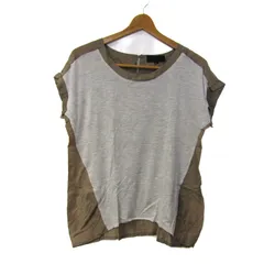 アンタイトル 半袖Ｔシャツ トップス バイカラー カットソー 日本製 レディース 2サイズ グレー×茶 UNTITLED 【中古】