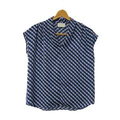 UNITED ARROWS TOKYO】総柄 ブルー ノースリーブ ブラウス - メルカリ