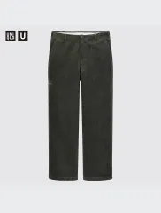 ユニクロ U コーデュロイ ワイドフィット ワークパンツ オリーブ