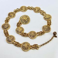CHANEL シャネル メダリオン ラインストーン チェーン ベルト 希少 美 