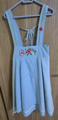 スカイブルー 花 刺繍 サスペンダー ONE PIECE
