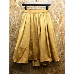 古着 ROPE' PICNIC ロペピクニック 38 レディース ベロアフレアスカート 裏地付き ひざ下丈 無地 ウエストゴム ポリ100% マスタードイエロー