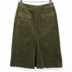 【中古】[印象AB] Crocodile クロコダイル スカート レディース M モスグリーン 緑系 綿100% コーデュロイ ひざ丈 バックファスナー 裏地付き 無地のサムネイル