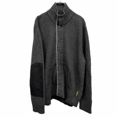 【中古】[印象AB] POLO JEANS RALPH LAUREN ポロジーンズ ラルフローレン リブニット / ハイネックカーディガン メンズ XL LL グレー グレー×黒×赤×白系 綿100% エルボーパッチ 左裾にロゴパッチ 無地 長袖のサムネイル