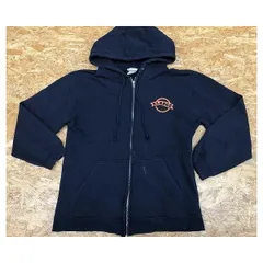 古着 XLARGE エクストララージ Sサイズ メンズ スウェットパーカー 裏起毛 フルジップ ロゴプリント カットソー 長袖 ネイビー 紺