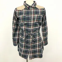 【中古】[印象AB] THE SHOP TK ザ・ショップ ティーケー シャツチュニック / ネルシャツ レディース F 緑×白系×紺×赤 綿100% ウエストゴム 両胸ポケット ボタン留め ソフトネル 花柄ウエスタンレースヨークのサムネイル