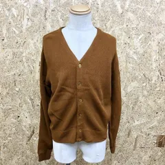 【中古】[印象BC] ※ブランド不明 - S メンズ インポート古着 ニット カーディガン 無地 Vフロント ボタン留め 長袖 アクリル100% ブラウン 茶色