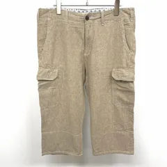 【中古】[印象AB] ikka イッカ カーゴパンツ メンズ L ヘザーブラウンベージュ系 綿×麻 クロップド 裾に柄裏地 アラベスク ダマスク ジップフライのサムネイル