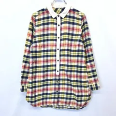 【中古】[印象B] Golden Bear ゴールデンベア ネルシャツ / チュニック レディース M マルチカラー 綿100% ソフトネル 襟と前立てがコーデュロイ チェック 長袖のサムネイル