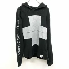 【中古】[印象B] TOMMY トミー プルオーバー / パーカー レディース M ブラック 黒 綿100% ワッフル サーマル ストレッチ タイトスリーブ ロゴプリント 長袖のサムネイル
