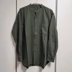 ユニクロ グリーン スタンドカラー シャツ L(100)