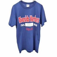 【中古】[印象AB] RUSSELL ラッセル Tシャツ レディース S ブルー 青 綿×ポリ 輸入古着 プリント 英字 文字 半袖 ショートスリーブ 丸首 クルーネックのサムネイル