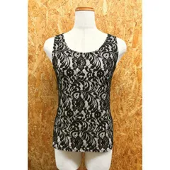 古着 CECIL McBEE セシルマクビー M レディース 花柄レースタンクトップ カットソー ポリ100%(レース：ナイロン×綿) ベージュ×ブラック