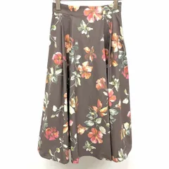 古着 MISCH MASCH 若干薄手 SAMPLE品 非売品 フレアスカート 花柄 ウエストゴム 裏地付き 36 グレーダークブラウン系など 茶系 レディース