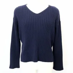 【中古】[印象B] NATURAL BEAUTY ナチュラルビューティー 長袖ニット / リブセーター / プルオーバー レディース M ネイビー 紺 綿×アクリルなど Vネックのサムネイル