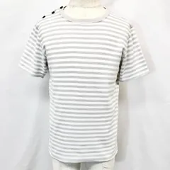 【中古】[印象B] UNITED ARROWS BLUE LABEL ボーダーカットソー / 半袖Tシャツ / トップス レディース L ダークベージュ系など 肩ボタン 丸首 長袖のサムネイル