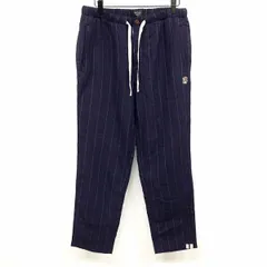 【新品】[印象N] PAUL SMITH ポールスミス パンツ メンズ M パープルネイビー 紺系 綿100% テーパード 裾にロゴタグ ボタンフライ ウサギのワンポイントロゴワッペン 微起毛 チェック柄裏地 ストライプのサムネイル