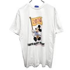 古着 東京ディズニーリゾート TOKYO DISNEY RESORT Tシャツ ミッキーマウス 2024 『Welcome to magical dreams!』 半袖 綿100% M 白 メンズ