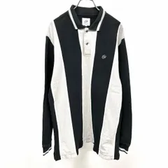 【中古】[印象B] ZOY ゾーイ ポロシャツ メンズ 2 ブラック 黒×杢グレー×白 綿100% コットン 裾の両サイドにスリット ゴルフ 長袖 ストライプ 鹿の子 大きめシルエット ロゴ刺繍のサムネイル