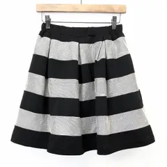 古着 イーハイフン E hyphen world gallery スカート ボトムス 裏地付き ボーダー柄 ウエストゴム ポリ100% F ブラックなど 黒など レディース