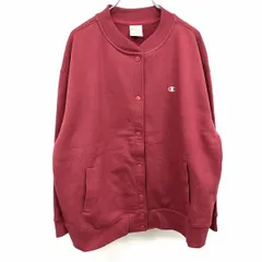 【中古】[印象AB] Champion チャンピオン スウェットブルゾン / カットソージャケット レディース 3L 2XL XXL 赤 ポリ×綿 長袖 裏起毛 ドットボタン ロゴ刺繍のサムネイル