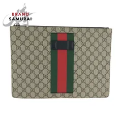 美品 GUCCI グッチ シェリーライン ベージュ ブラック GGスプリームキャンバス/レザー クラッチバッグ セカンドバッグ メンズ 601242【中古】