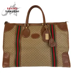 GUCCI グッチ ヴィンテージ マイクロGG シェリーライン ブラウン ボストンバッグ ハンドバッグ メンズ 601651【中古】