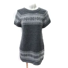 レイカズン Ray cassin ワンピース ミニ チュニック ニット 半袖 F グレー /YI