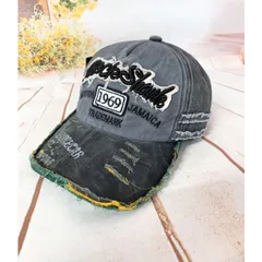 新品★ヴィンテージ風 キャップ/野球帽★メンズ/アジャスター付き/帽子/ダメージ加工/刺繍/アメカジ/コットン 調整可能 1969 ロゴ