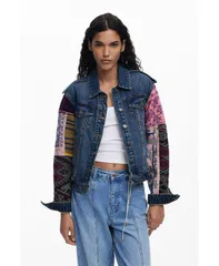 デジグアル レディース アウター ジャケット・ブルゾン デニム ジャケット Desigual Womens Denim jacket with combined sleeves Medium blueのサムネイル
