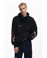 デジグアル メンズ アウター ニット・セーター キャップ ケープ パーカー Desigual Mens Landscape hoodie Black ブラックのサムネイル