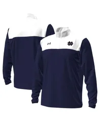 アンダーアーマー メンズ アウター パーカー・スウェット Under Armour Mens NavyWhite Notre Dame Fighting Irish Green Blocked QuarterZip Pullover Navy White ホワ