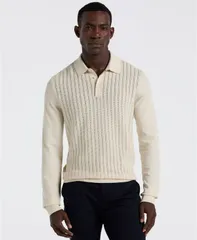 ペリーエリス メンズ トップス ポロシャツ Perry Ellis Mens Long Sleeve Polo Shirt Silver シルバーのサムネイル