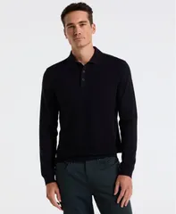 ペリーエリス メンズ トップス ポロシャツ Perry Ellis Mens Long Sleeve Polo Shirt Dark sapphire サファイアのサムネイル