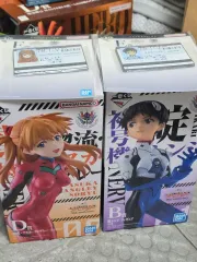 エヴァンゲリオン 一番くじ クージー b d e賞 アスカ・ラングレー、碇シンジ フィギュア + 社員証風カード セット