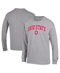 チャンピオン メンズ トップス Tシャツ ロゴ Champion Mens Heather Gray Ohio State Buckeyes Arch Over Logo Long Sleeve TShirt Heather Gray グレー