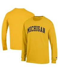 チャンピオン メンズ トップス Tシャツ Champion Mens Maize Michigan Wolverines Basic Arch Long Sleeve TShirt Maize