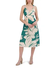 ランドリーバイシェリーシーガル レディース トップス ワンピース Vネック ミディワンピース ミディ ノースリーブ Laundry by Shelli Segal Womens Sleeveless V Neck Midi Dress Green mounta