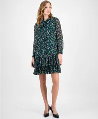 アンクライン レディース トップス ワンピース シャツワンピース フラワー柄 プリント シャツ フラワー Anne Klein Womens Floral Print BlousonSleeve Sh