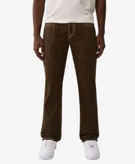 トゥルーレリジョン メンズ ボトムス デニムパンツ ジーンズ True Religion Mens Big T Stitch Detail Straight Fit Jeans Brown Wash ブラウン