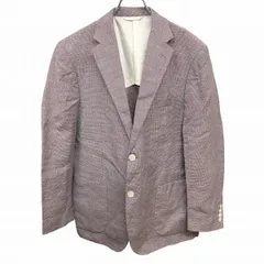 【中古】[印象AB] HIROKO KOSHINO ヒロココシノ テーラードジャケット メンズ AB5 レッド 赤×紺×白 毛×麻 ウール×リネン 2つボタン留め センターベント 内ポケット×２ 袖は開き見せ 肩パッド入り(厚さ約1.5cm) 背抜き裏地 長袖のサムネイル