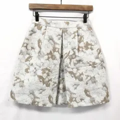 古着 Apuweiser-riche スカート ボックスプリーツ 裏地付き ミニ 日本製 1 ライトグレー×ブラウン系(ラメ糸：シルバー系) レディース