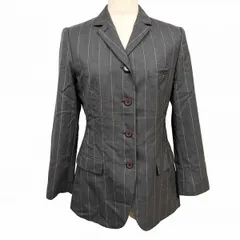 古着 PS Paul Smith 少し薄手 テーラードジャケット ピンストライプ 毛×ポリ 42(B84-88/H91-95/T158-164) グレー グレー×ピンク レディース
