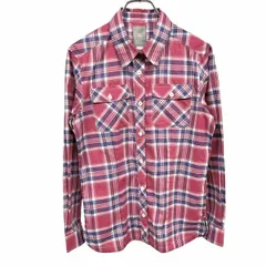 【中古】[印象AB] mizuno OUTDOOR ミズノ アウトドア シャツ レディース S ピンク ピンク×青×白系 ポリ×ドライベクター 裾の両側にスリット チェック スリムフィット 両胸ポケット 長袖のサムネイル