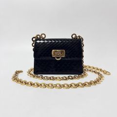 美品 ロジェヴィヴィエ パイソン チェーン ショルダーバック ブラック 