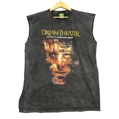 新品 ドリームシアター バンドTシャツ ノースリーブ XL 墨黒 グレー メトロポリス ドリーム・シアター DREAM THEATER ロックT バンT ビンテージ風 フェード加工 大きいサイズ カットオフ メンズ / IA144