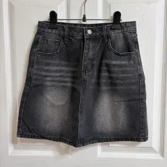 レディース ブラックデニムスカート デニムスカート L