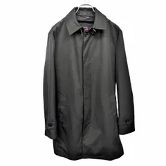 【中古】[印象A] Mr.JUNKO II世 ミスタージュンコニセイ ステンカラースタイリッシュコート メンズ L 黒 ポリ100% 背抜き裏地 裏地が無い部分の内側は千鳥格子柄 フード脱着可 内ポケット×１ ボタン留め フライフロントのサムネイル