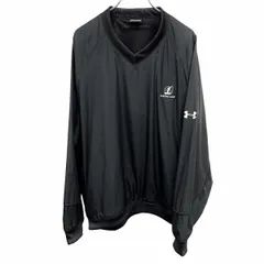 【中古】[印象AB] UNDER ARMOUR アンダーアーマー プルオーバーシャツジャケット メンズ M (MD) ブラック系 黒系 ポリ100% ロゴ刺繍 ラグランスリーブ Vネック メッシュ裏地 長袖のサムネイル